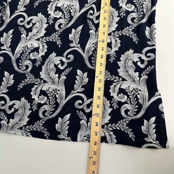 Suttles and Seawinds Tunic Top Size M L Floral Blue Art to wear Slit Side - Picture 11 of 13